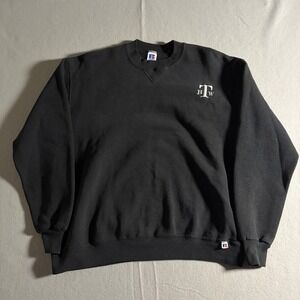 Vintage Russell Athletic Sweatshirt XL Black Made in USA Embroidered Pullover